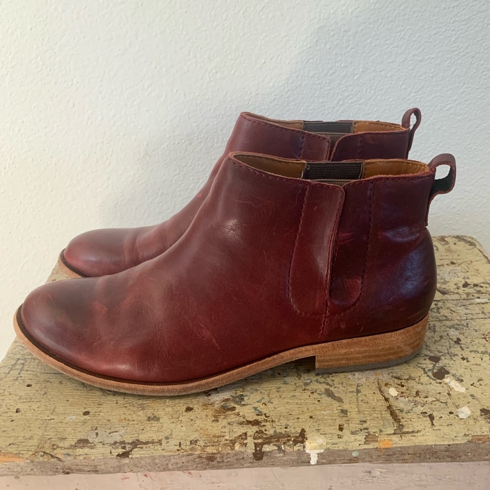 Kork-Ease Burgundy Leather Ankle Boots